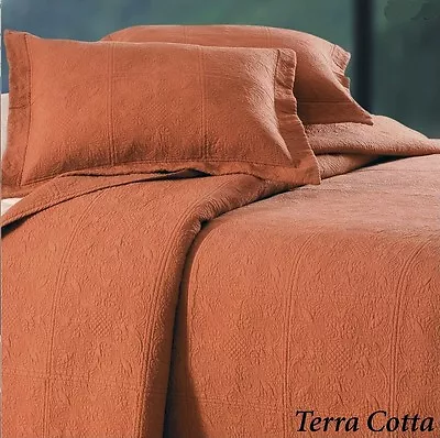 TERRA COTTA Twin Full Queen KIng QUILT Or SHAM : RUSTIC ORANGE MATELASSE BED • $34.99