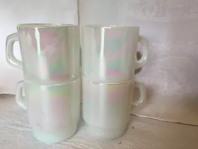 Fire King Anchor Hocking Milk Peal Iridescent Glass Stacking Mug 14 Available • $19