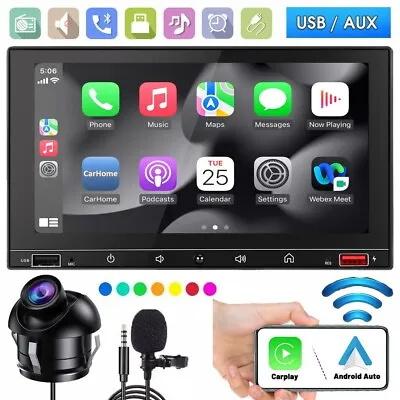 7  Double 2DIN Head Unit Car Stereo MP5 Player Apple Carplay GPS BT Radio FM Cam • $129.59