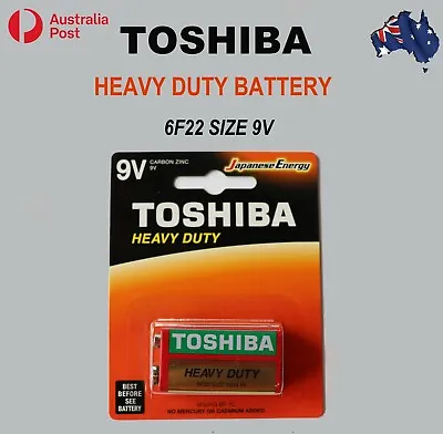 Genuine TOSHIBA Heavy Duty Battery 6F22 Size 9V Carbon Zinc Batteries • $4.99