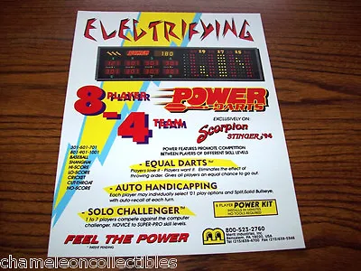 POWER DARTS MERIT 1990s ORIGINAL NOS VIDEO ARCADE GAME SALES FLYER Vintage • $20.40