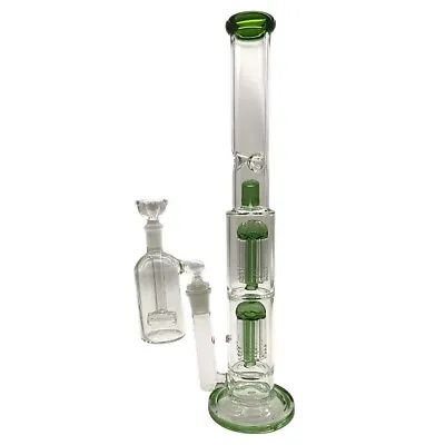 16'' Hookah Heavy Glass Big Bong Ice Catcher Water Smoking Pipe Ash Catcher Set • $56.99