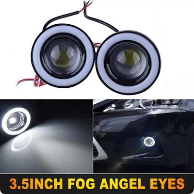3.5in Angel Eye White Halo Ring LED DRL Projector COB Fog Driving Light Lamp / • $26.98