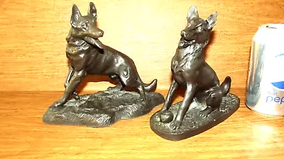$79.99 • Buy 2 X J Spouse Signed Cold Cast Bronze German Shepherds Dogs VGC Free S/H 