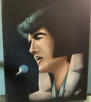 Vintage ELVIS PRESLEY Black Velvet Painting 1970sSad Crying 20” X 16” • $50