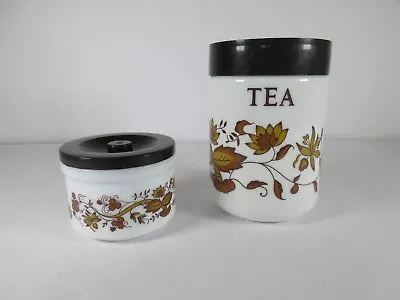 Italian Milk Glass Canisters Cerve Parma Per Alimenti Storage Jars • £18.95