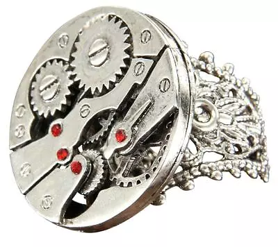 Steampunk Watch Gears Silver Costume Ring Adult One Size • $8.99