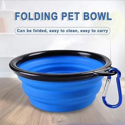 Collapsible Dog Bowls Food Water Dish Cat Pet Feeding Silicone Portable Travel • £3.49