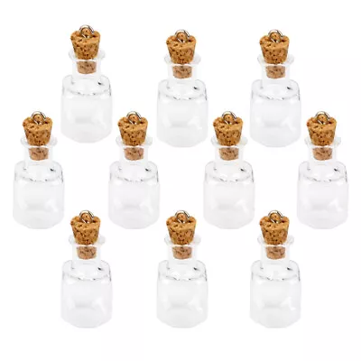 10pc Glass Cork Bottles Square Vial Wishing Bottle DIY Pendants Clear • $8.78