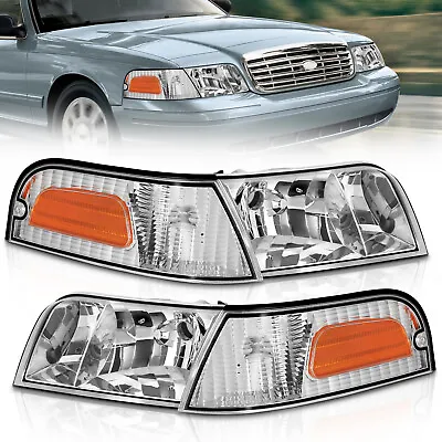 Fit 98-11 Crown Victoria Headlights W/Corner Signal Lamps 1998-2011 Left + Right • $71.99