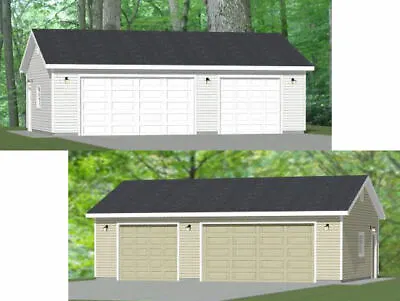 36x24 3-Car Garage -- 864 Sq Ft -- PDF Floor Plan -- Model 3D And 3J • $19.99