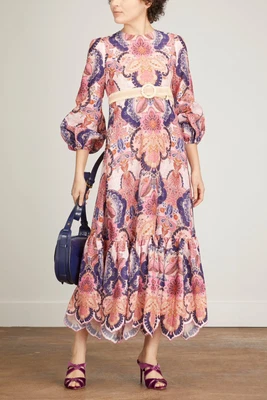$499 • Buy Zimmermann Laurel Billow Linen Midi Dress Size 0
