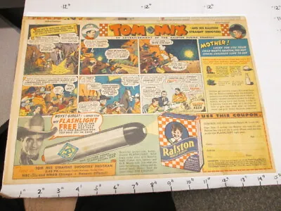 $20 • Buy Newspaper Ad 1938 RALSTON Cereal Box TOM MIX Radio Cowboy Premium FLASHLIGHT