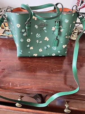 Coach Mollie Tote 25 With Mystical Floral Print Gunmetal/Green Multi • $175