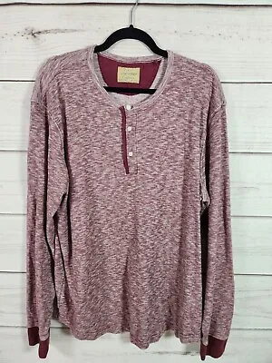 Lucky Brand Mens Red Henley Twisted Slub Thermal Long Sleeve T-Shirt Size XL • $22.40