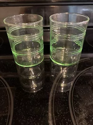 (2) Martha Stewart Everyday Green Lowball Glass 4” Tumblers Pre Owned • $14.99