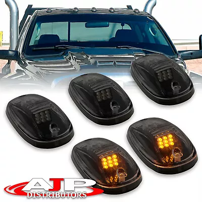 5PCS Smoke Lens Amber LED Roof Top Truck SUV Lights Marker Lamps + Wiring Switch • $27.99