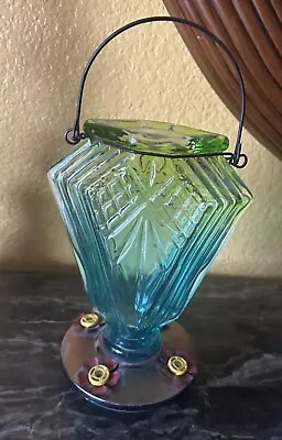Vintage Style Iridescent Glass Bottle Hummingbird Feeder By Royal Wing.New • $29.99