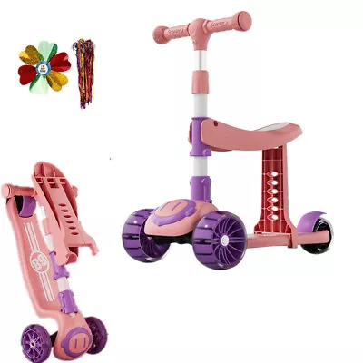 3-in-1 Kids Baby Toddler 3 Wheels Kick Scooter Removable Seat Height Adjustable • $57.20