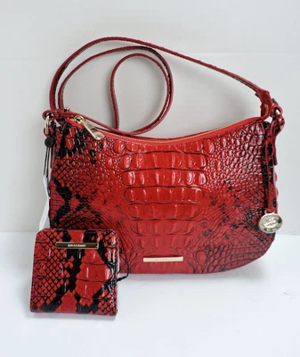 £371.76 • Buy Brahmin Shayna Lipstick Ombe Red Black Melbourne  Cross Body Jane Wallet NWT