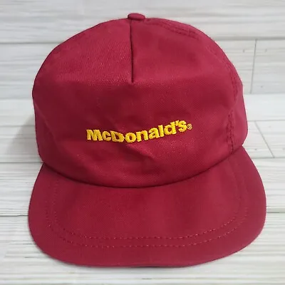 Vintage McDonald’s Hat Red 80s 1986 Crew Employee Cap Spelled Out Made In USA • $28