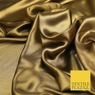 £1.50 • Buy BLACK GOLD Fine Silky Metallic Shimmer Satin Georgette Dress Fabric Drape 1427