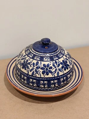 £40 • Buy Large Portuguese Pottery Cheese Dome Veg Dish Cloche Olaria Patalim Blue...
