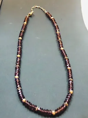 GORGEOUS  Estate Purple Crystal Beaded  Vintage Necklace • $10.80