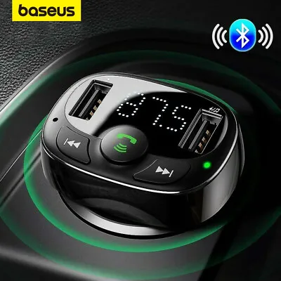 Baseus Bluetooth Wireless Car FM Transmitter MP3 Player USB Charger Adapter Kit • £14.59