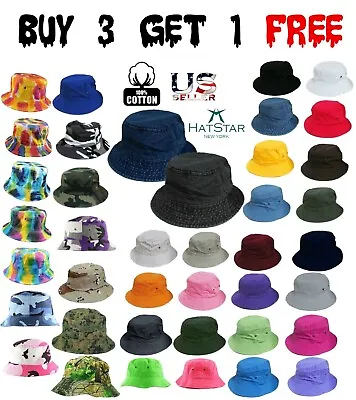 Bucket Hat Boonie Visor Hunting Fishing Outdoor Summer Cap Unisex 100% Cotton • $9.36