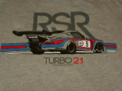 Vintage Martini Racing RSR Porsche Turbo 2.1 #9 Graphic Gray Tshirt Size L • $35