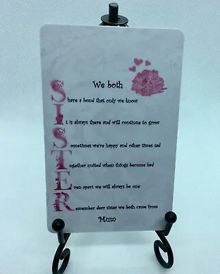 Sister Poem PVC Wallet Card Keepsake Unique Handmade Love Pink • £1.35