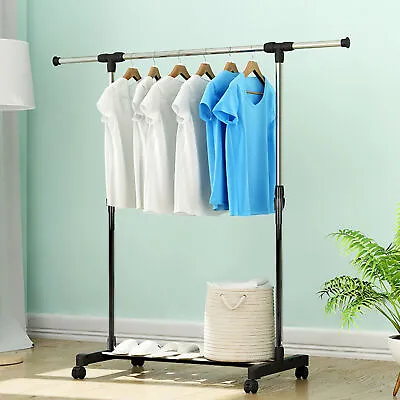Heavy Duty Metal Clothes Rail Storage Garment Shelf Hanging Display Stand Rack • £10.49