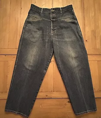 Vintage Marithe Francois Girbaud 34S Med Wash Baggy Wide Leg Jeans Y2K Hip Hop • $49.99