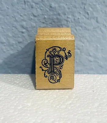 Inkadinkado Vtg Alphabet Letter P Floral Botanical Wood Mounted Rubber Stamp • $6.39