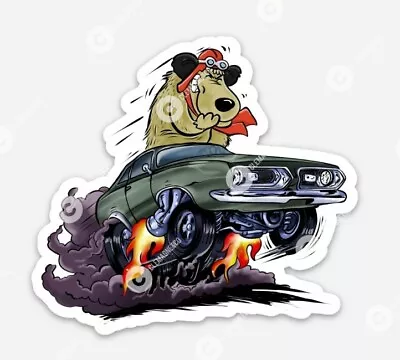 Muscle Car STICKER - Ratfink Style American Made Car Show Rat Fink Mutley Cuda • $5.49