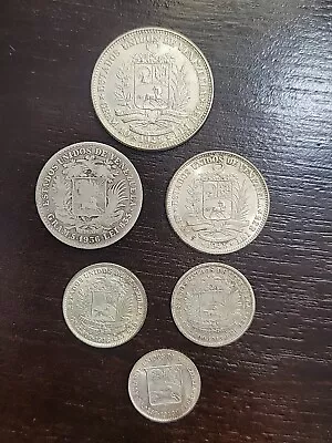 1936-48 Venezuela Silver Bolivares 6 Coins 1250 - 10 Grams .835 Silver • $9.99