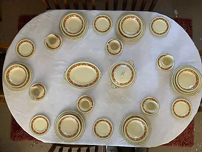 Antique: 1912 J.&G. Meakin England 6 Setting Dinner Set - Sunshine Golden Flame • $950