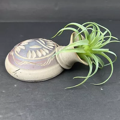 Vintage Carved Pottery Flat Table Vase Planter Air Plant Vessel Southwest Signed • $21.99