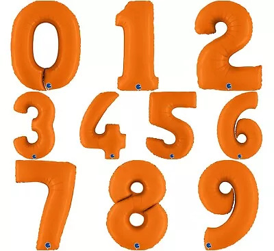 $5.56 • Buy 40  Matt Orange Large Number Age Foil Balloons Helium 0-9 Birthday Party