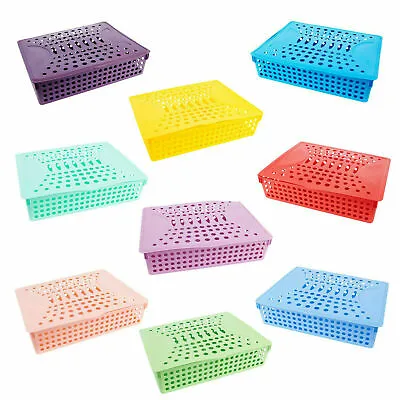 A4 File Tray Desk Tidy Document Papers Home Office Storage Rack Lid Box Basket • £6.99