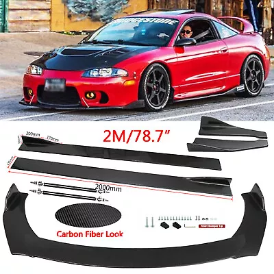 Carbon Fiber Front Bumper Lip /Side Skirt /Strut Rods For Mitsubishi Eclipse GSX • $149.99