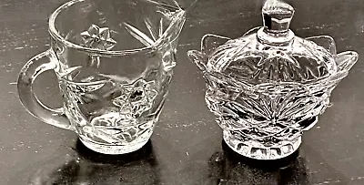 Vintage Cut Glass Crystal Creamer And Footed Sugar Bowl With Lid • $12