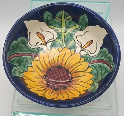 Talavera Pottery Sunflower Calla Lily Mexico Bowl Soup Cereal • $21.49