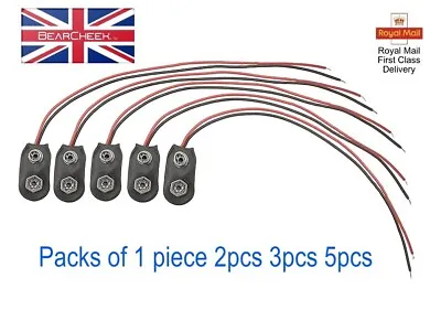 9V Battery PP3 Snap On Clip Connectors-Holders-Cable Lead 150mm • £2.75