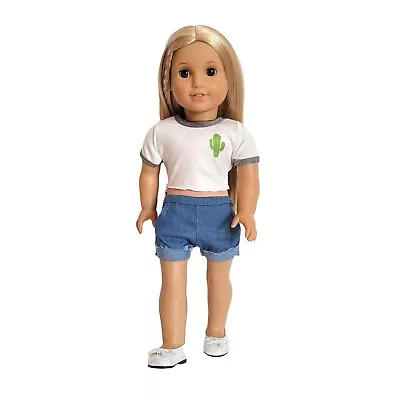 Doll Clothes T-Shirt And Denim Shorts Fit 18  American Girl Dolls Maplelea BB • $14.97
