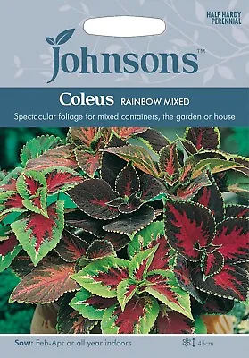 Coleus Seeds 'Rainbow Mixed' By Johnsons Approx 100 Seeds Per Pack • £3.35