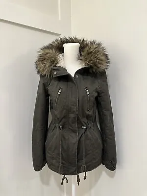 H&M Utility Jacket With Faux Fur Hood Size 4 • $25