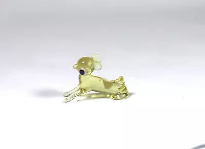 Vintage Hand-Blown Art Glass Pale Yellow Miniature Fawn Deer Figurine 1.25  Long • $8.42