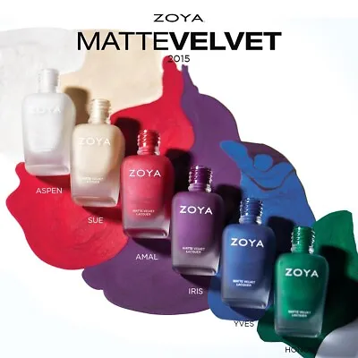 Zoya Nail Polish Matte Velvet Winter 2015 Collection 6 Colors Total Full Size • $40.50